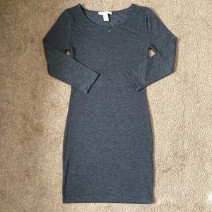 Forever 21 plain dark grey long sleeve form fitting dress, small
